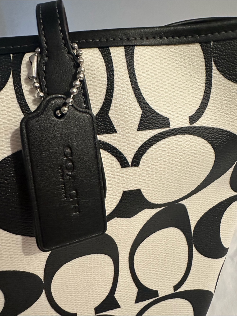 Coach Black & White Signature Tote - Picture 3 of 10